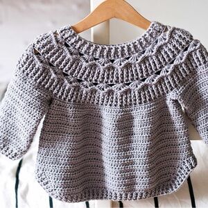 Gray Crochet Sweater